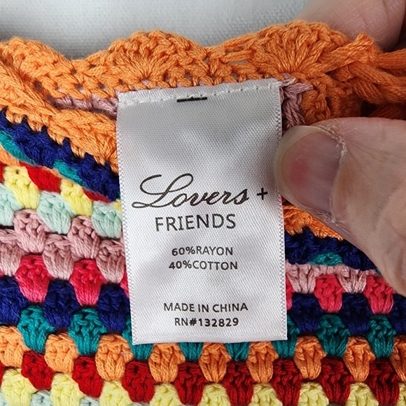 NWT Lovers + Friends Over The Rainbow Crochet Crop Top Size Small - Picture 7 of 7